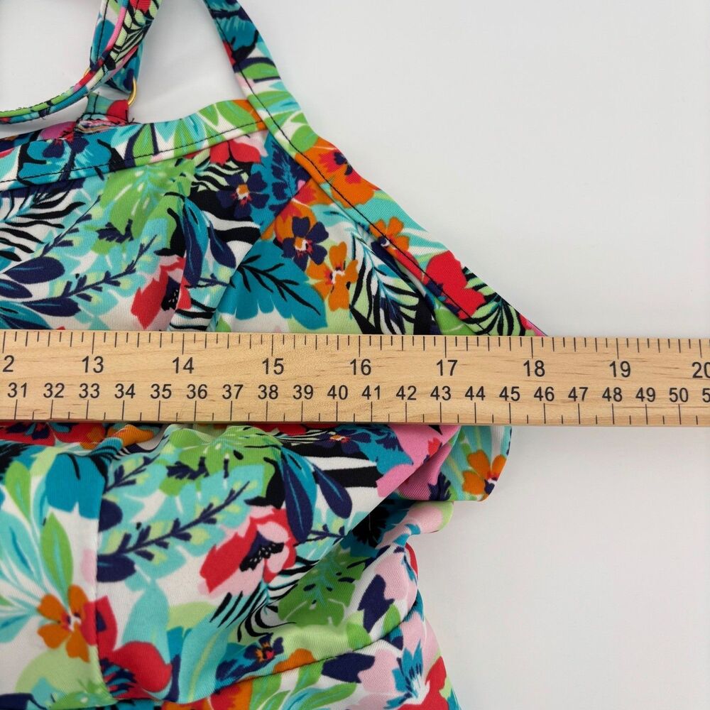 A Shore Fit! Thigh Solutions Swim Dress Top Multi Floral Women 22W Tiered Ruffle - Picture 4 of 8
